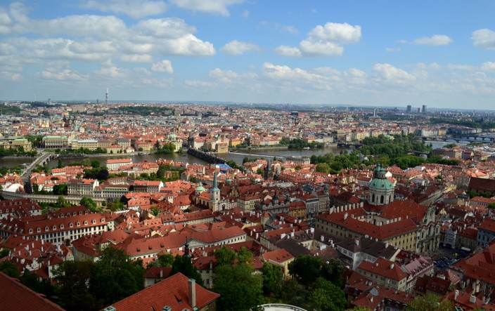 Panorama of Prague seen from the clock tower